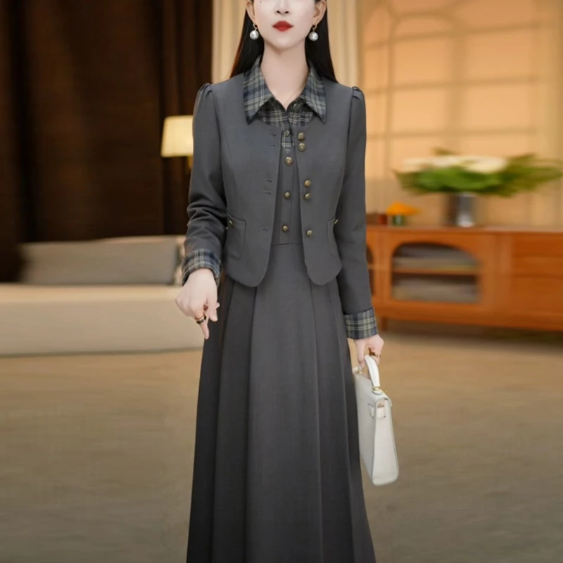 气质优雅小香风裙子套装女新款2025爆款洋气显瘦法式两件套连衣裙