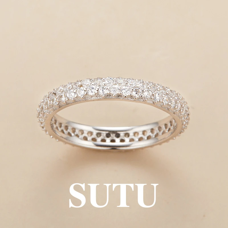 925银合成锆石戒指 时尚满镶高级感轻奢气质指环精致时尚设计精美