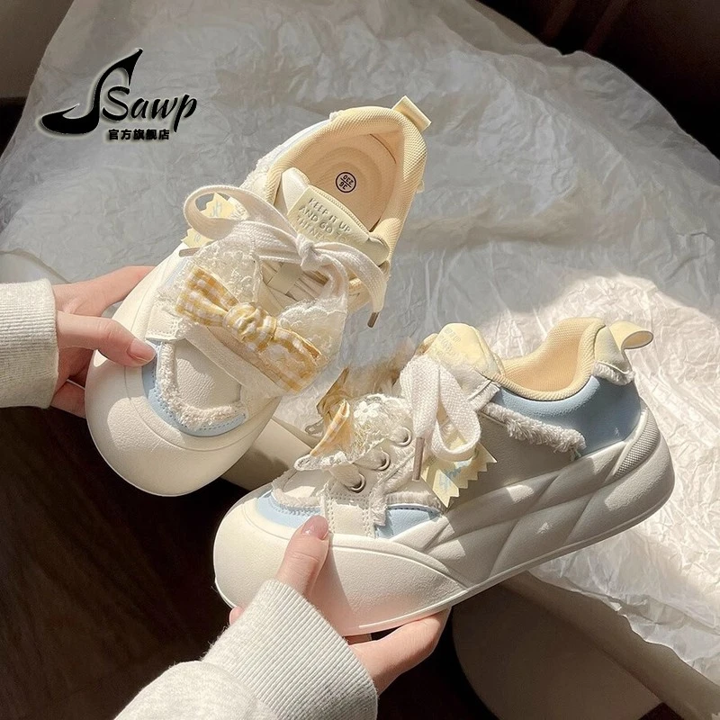 韩系板鞋女款2025新款小众不撞款百搭鞋子厚底小白鞋校园风面包鞋