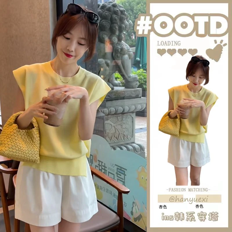 夏季穿搭一整套女2025新款洋气小香风气质短袖高腰百搭短裤两件套