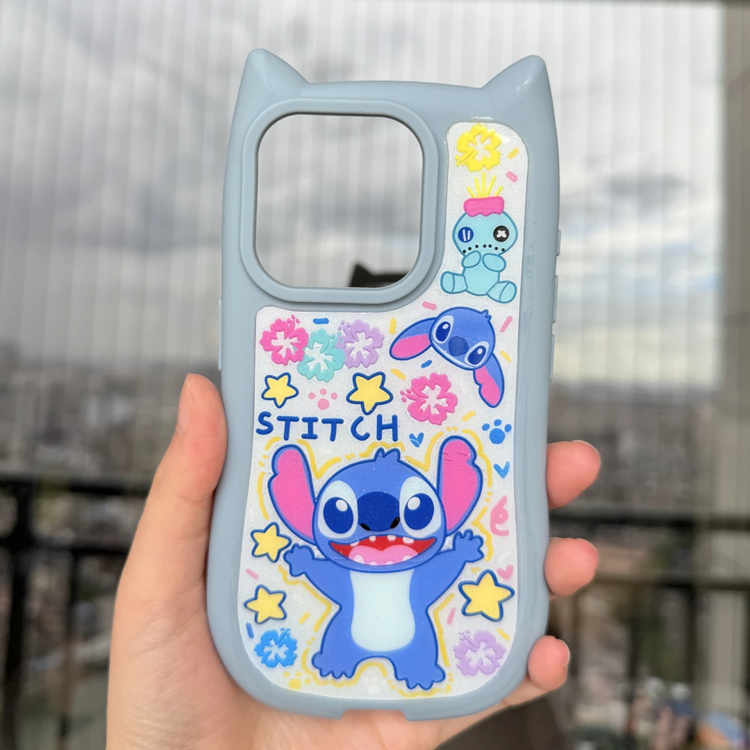 猫耳款史迪奇全包适用苹果15pro（微瑕特价款）