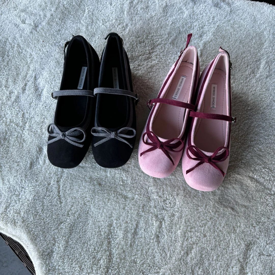韩国内增高玛丽珍鞋女2025春季新款百搭法式蝴蝶结一字扣浅口单鞋