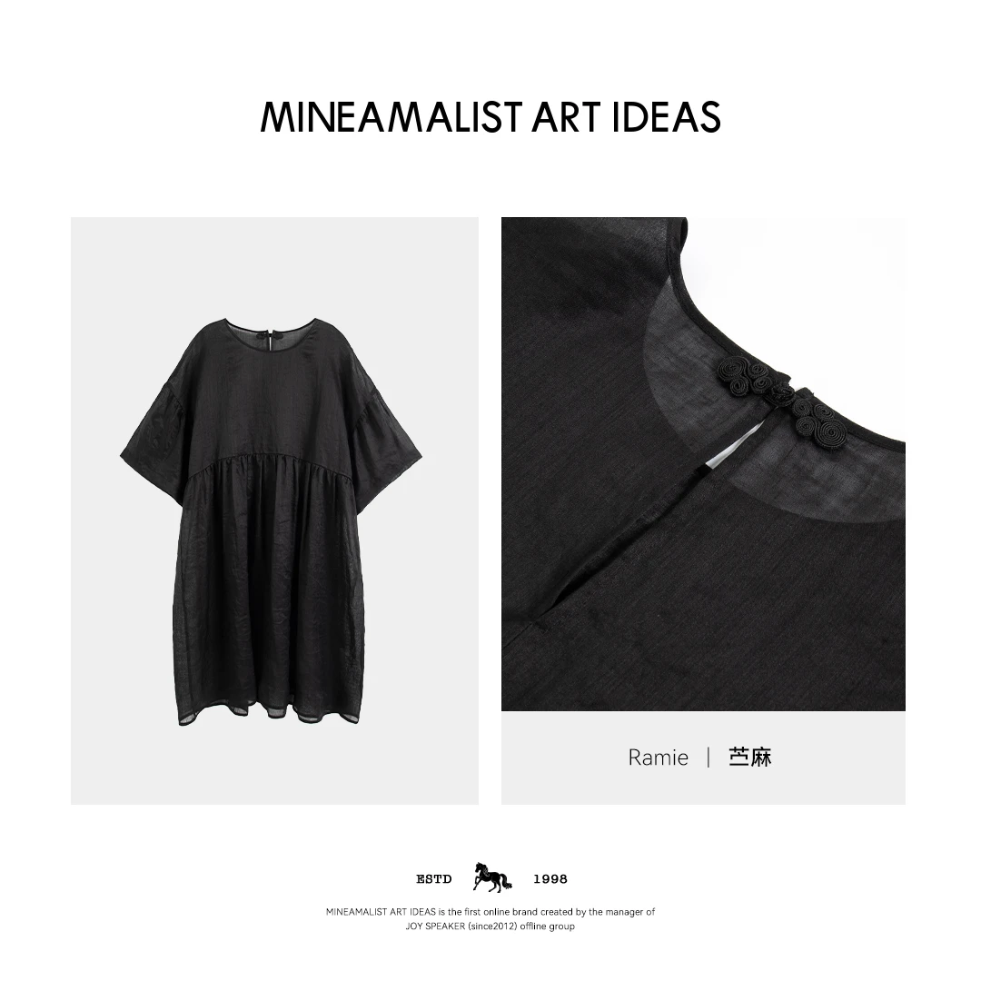 MINEAMALIST ART IDEAS夏季苎麻落肩半袖连衣裙3814M