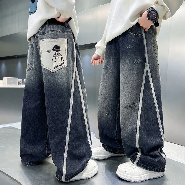 男童牛仔裤春秋款2025新款儿童宽松韩版裤子中大童6-12岁秋季爆款