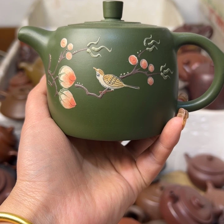 紫砂茶壶下把手裂微瑕疵