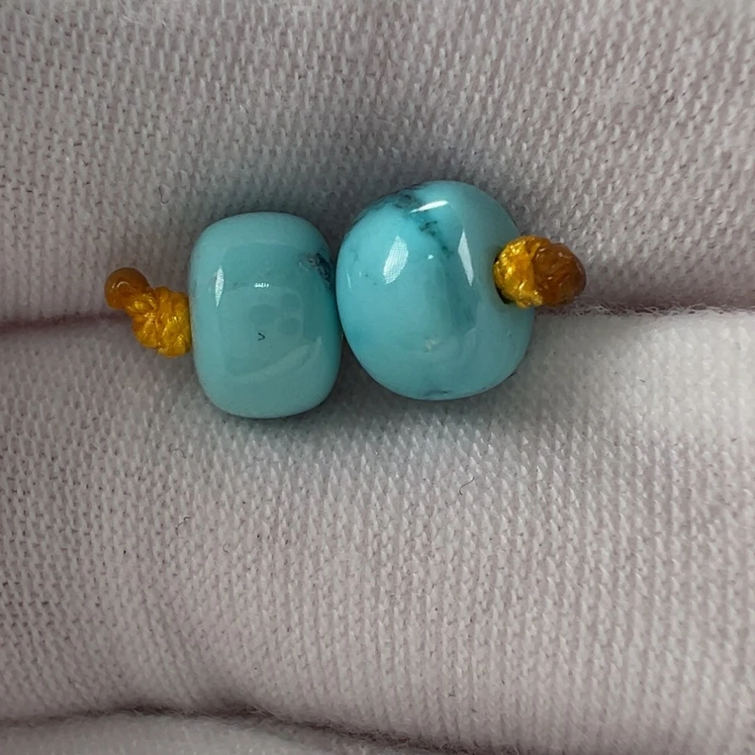 未镶嵌绿松石老型珠对珠7.4x5.4mm