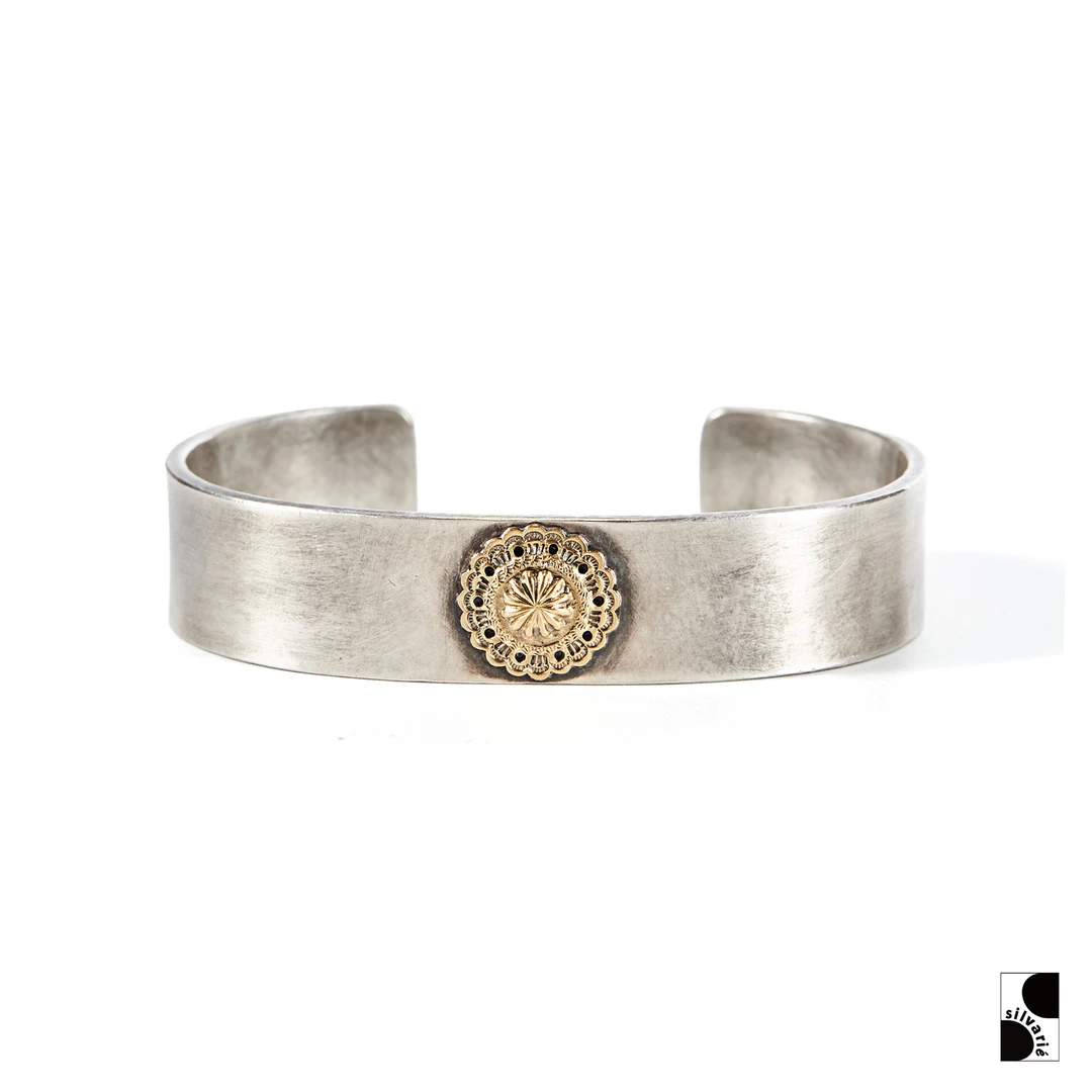 925银手镯 =silvarie=HOZHO 日本点金印第安图腾美式纯银手镯日潮