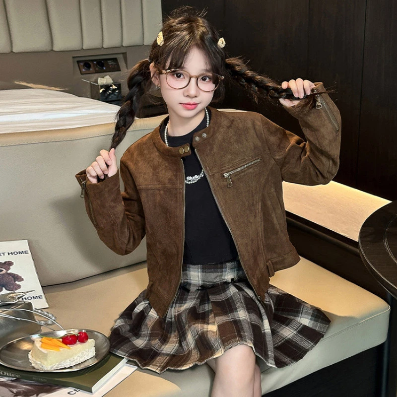 巴拉巴拉男孩女孩女童外套2025新款春秋款儿童秋装皮衣大童女适用