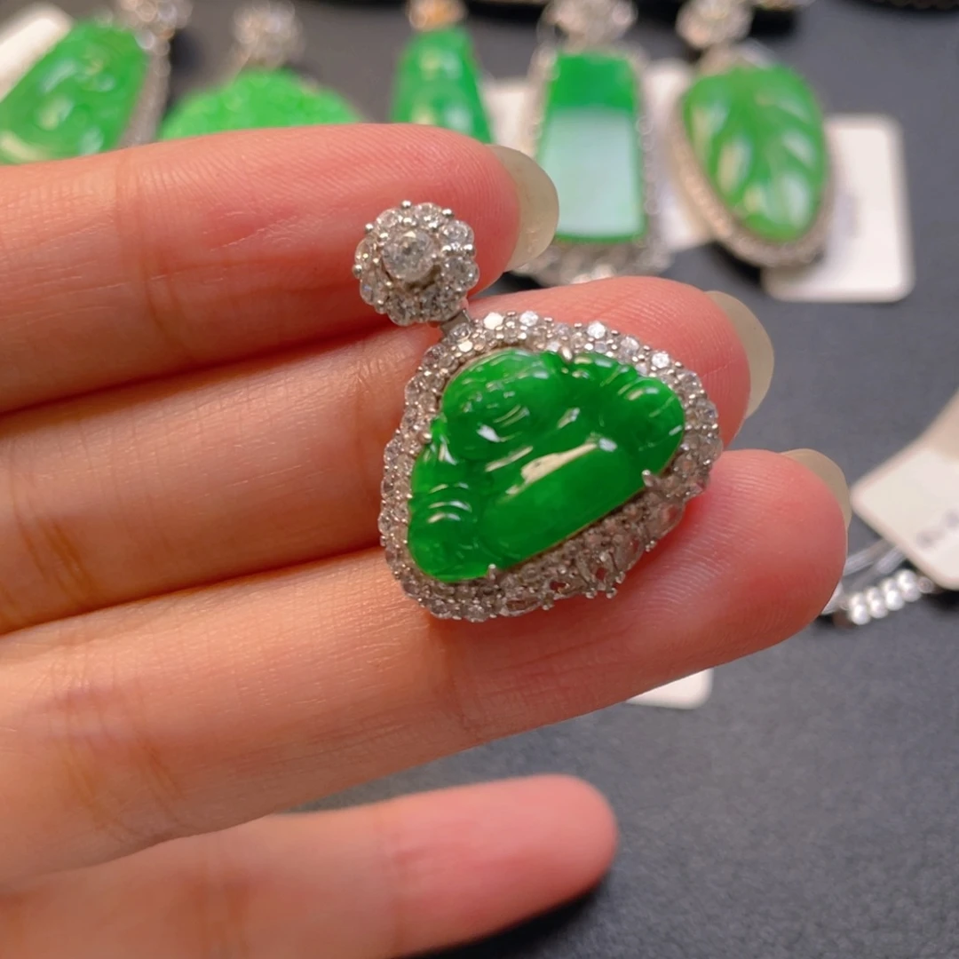 翡翠银S925镶嵌颈饰