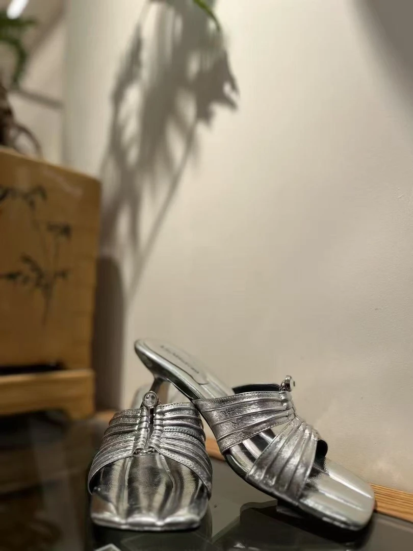 夏季新款牛皮鞋拖气质款半拖