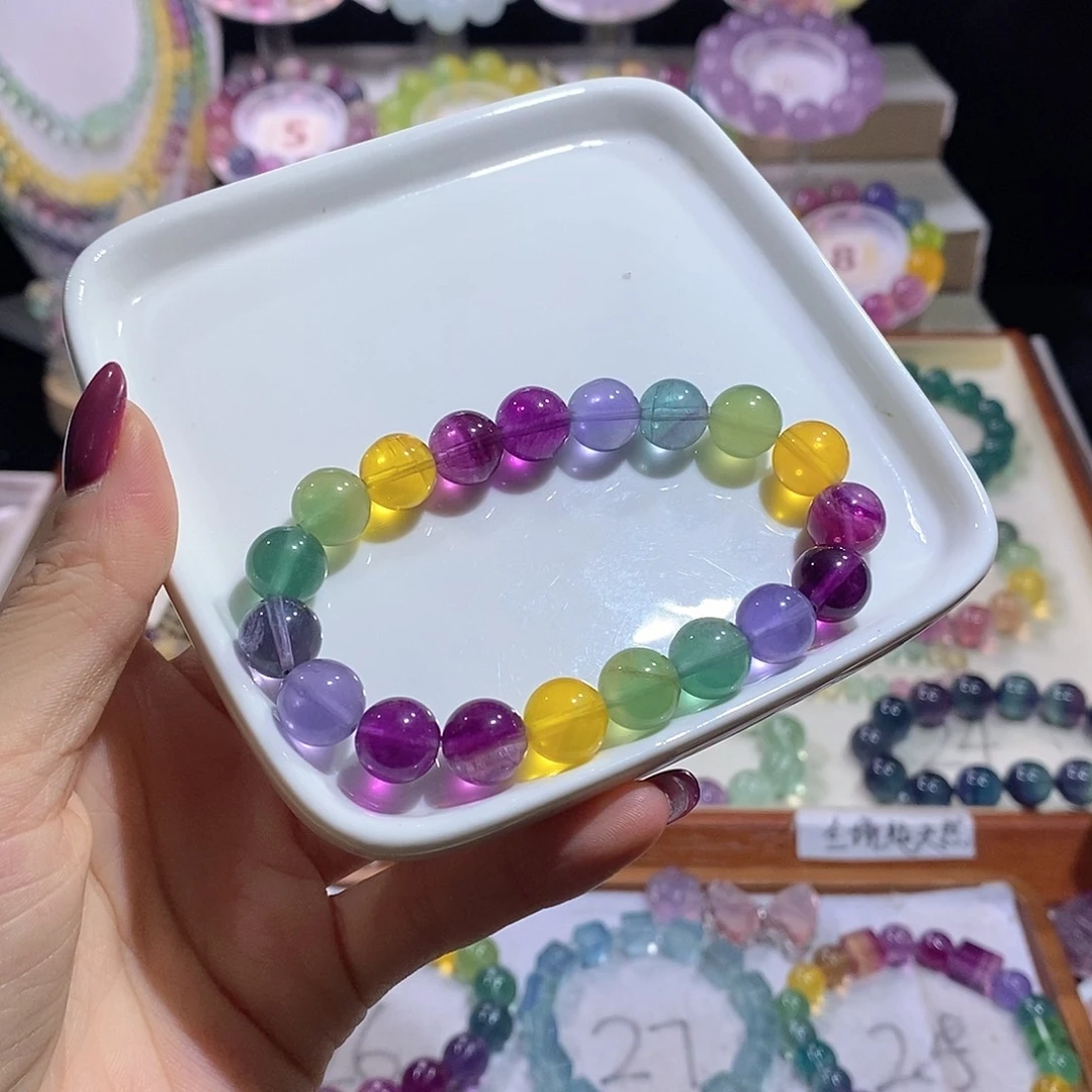 手链萤石未镶嵌10mm彩虹