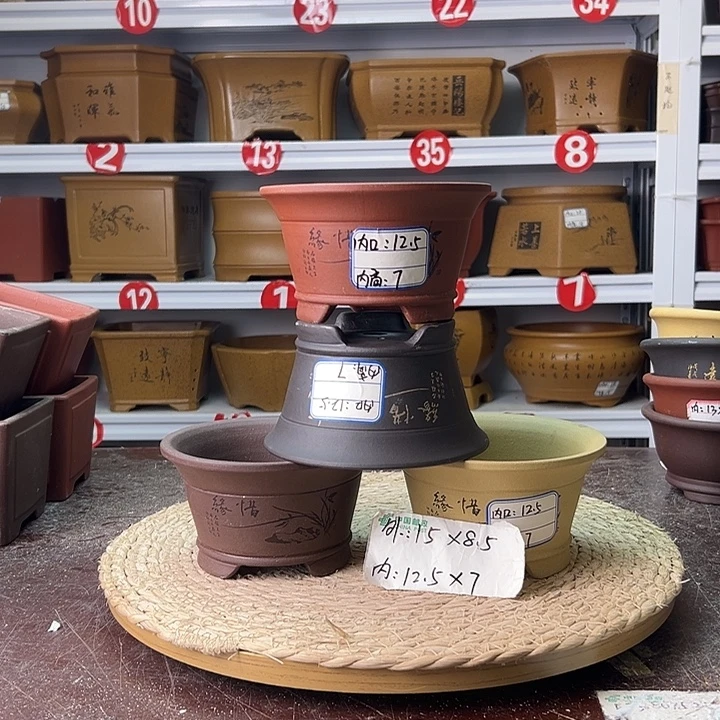 紫砂花盆蛇年大吉