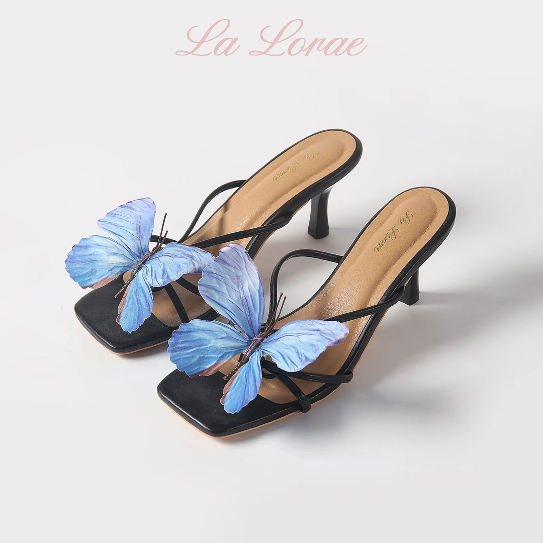 La Lorae方头高跟花朵凉鞋全系列
