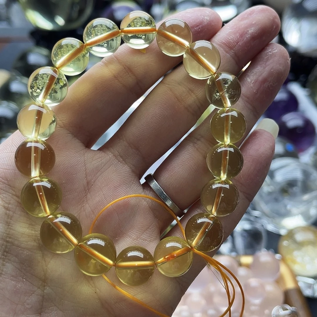 水晶珠宝半成品未镶嵌11mm黄水晶手串