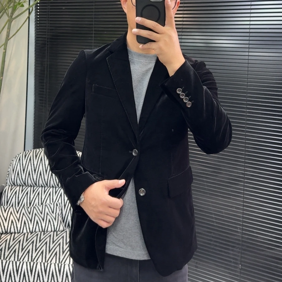 帝罗依进口丝绒西服8709秋季新款男士高级顺花丝绒面料西服上衣
