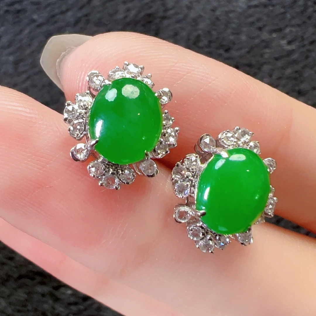 翡翠18K金镶嵌耳饰签收后24小时鉴赏期