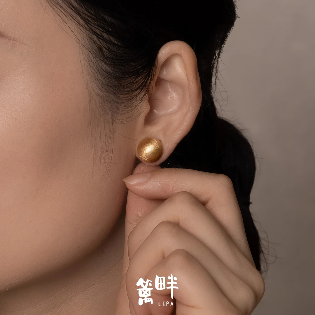 925银耳饰 【篱畔·落苏】原创游园系列纯银镀金拉丝耳钉耳堵随机