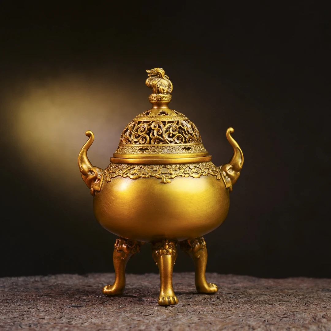 象外天工【国潮】狻猊象耳香炉 全铜艺术家原创雕塑熏香炉摆件
