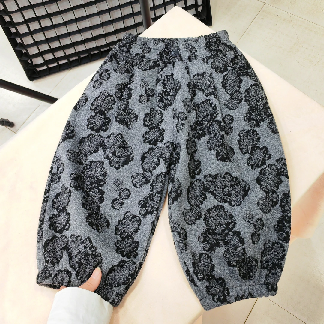 男女童运动裤儿童秋冬装加绒加厚裤子格子裤中小童休闲裤碎花裤