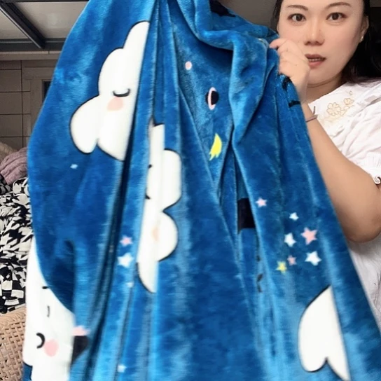 羊驼毛蓝色云朵200×230床单