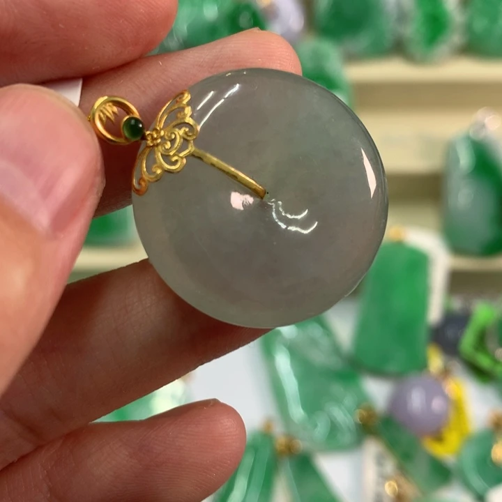 翡翠18K金镶嵌吊坠(不含链)