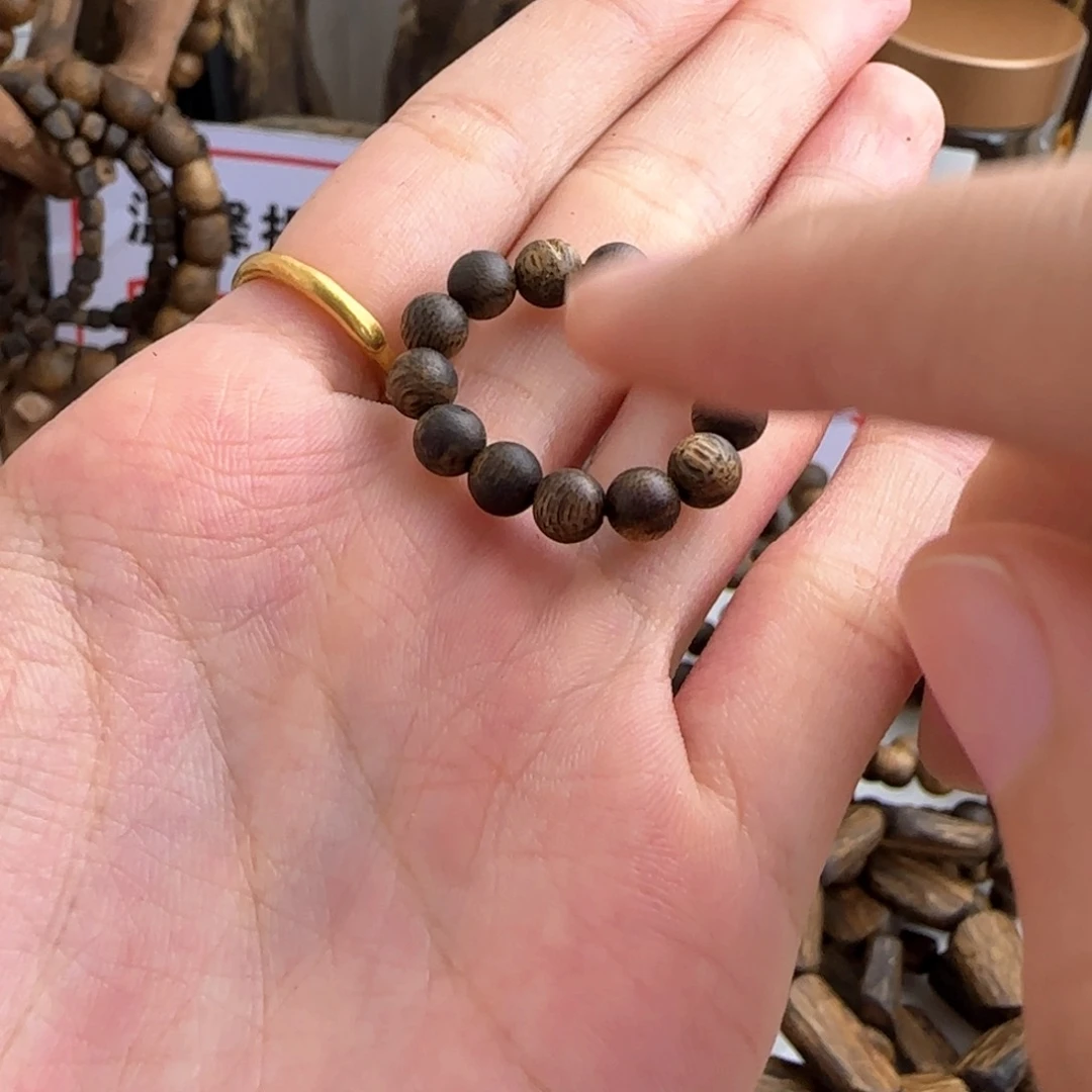 沉香碎屑沉香奇楠沉香虫漏戒指