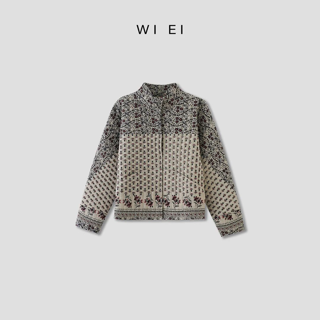 《WI EI》薰衣草*复古法式 时髦 竖纹显瘦印花 夹克外套 R2382