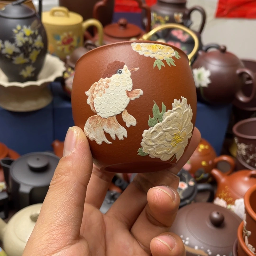 红泥茶杯紫砂主人杯150cc