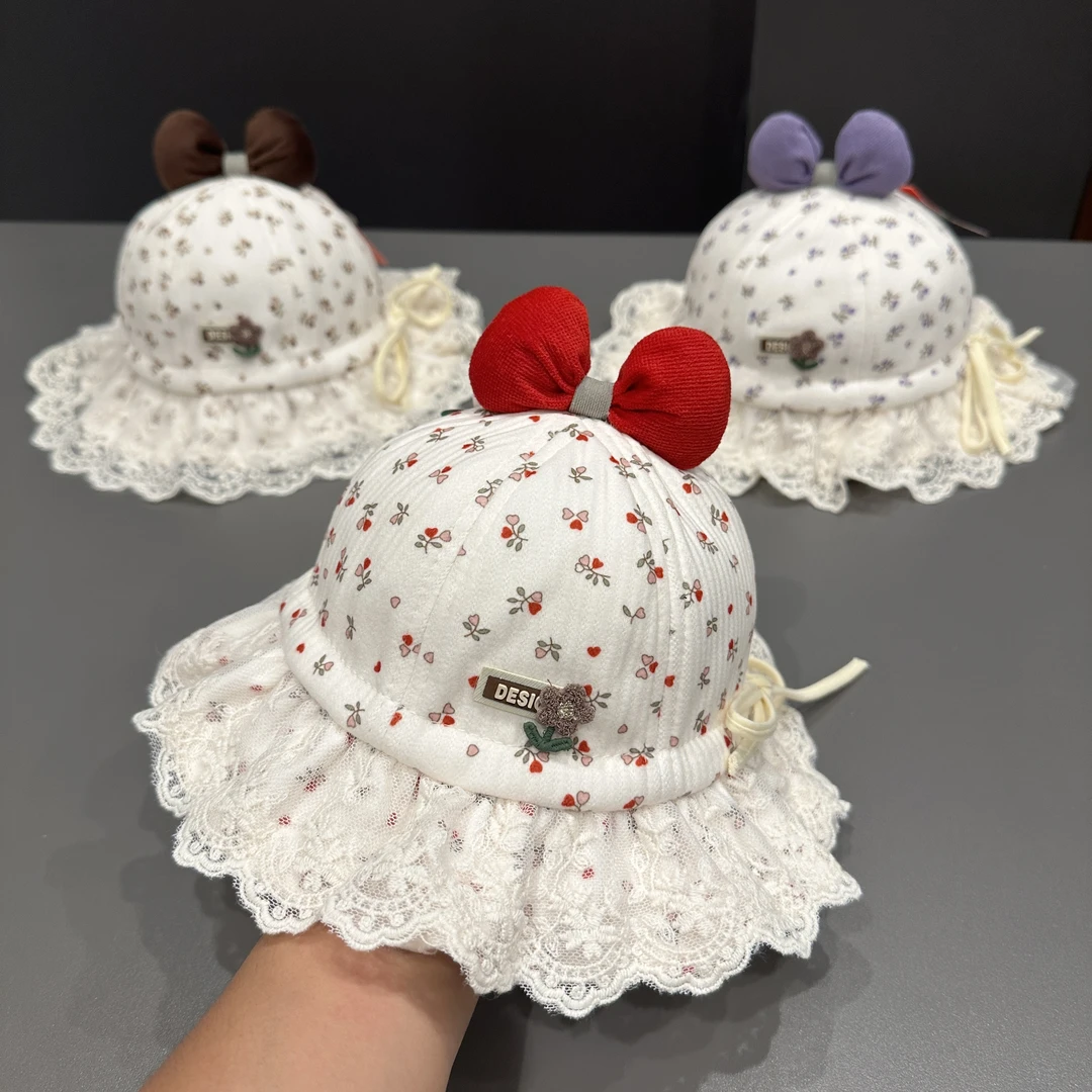 婴儿帽子春秋款可爱小女孩遮阳帽秋冬可调节新生儿男女宝宝渔夫帽