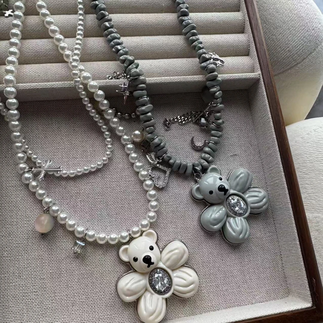 铜合金石英石项链 大版花熊大项链好看的