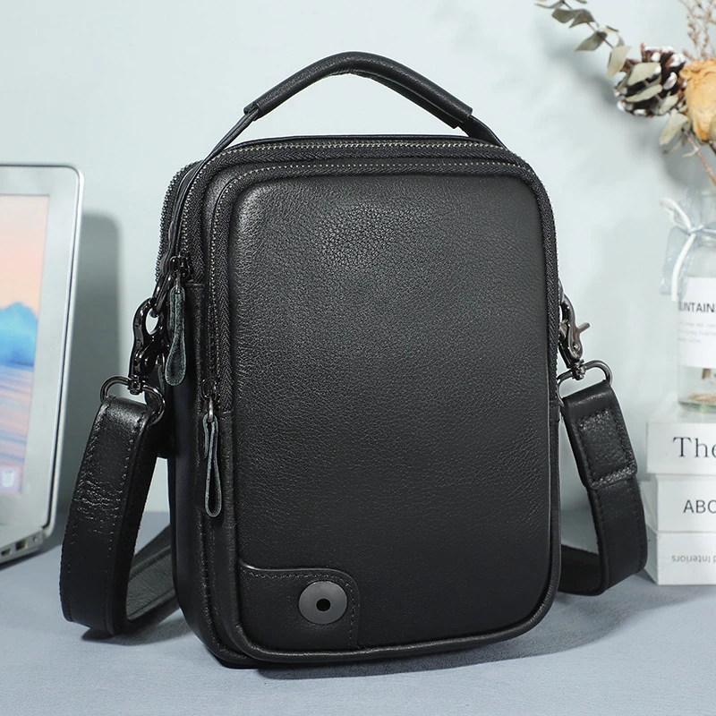 真皮单肩包韩版潮流男包休闲斜挎包时尚小方包斜挎背包