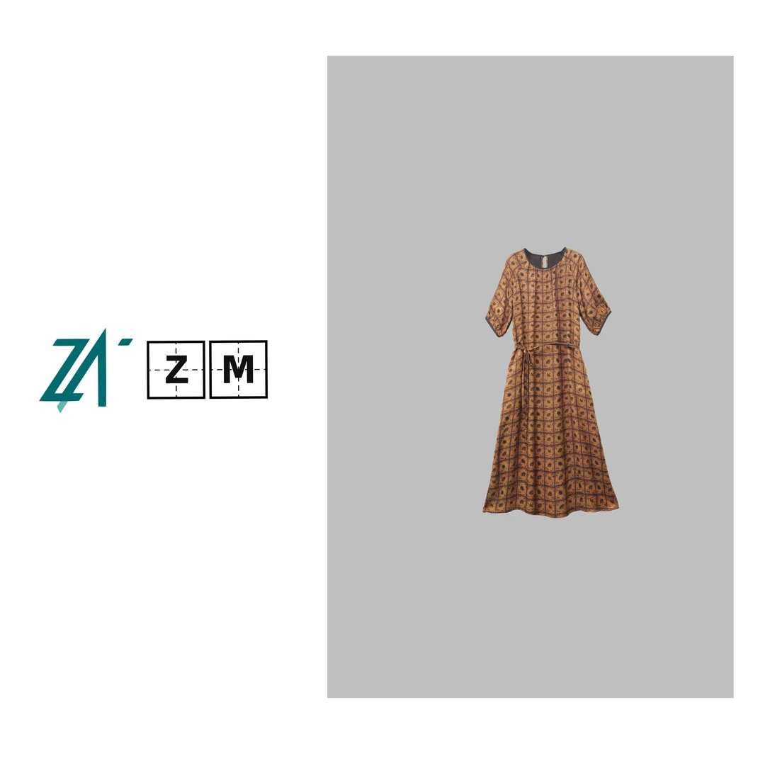 100%桑蚕丝鎏金贝纹双面双穿桑蚕丝香云纱连衣 J20B50411-B