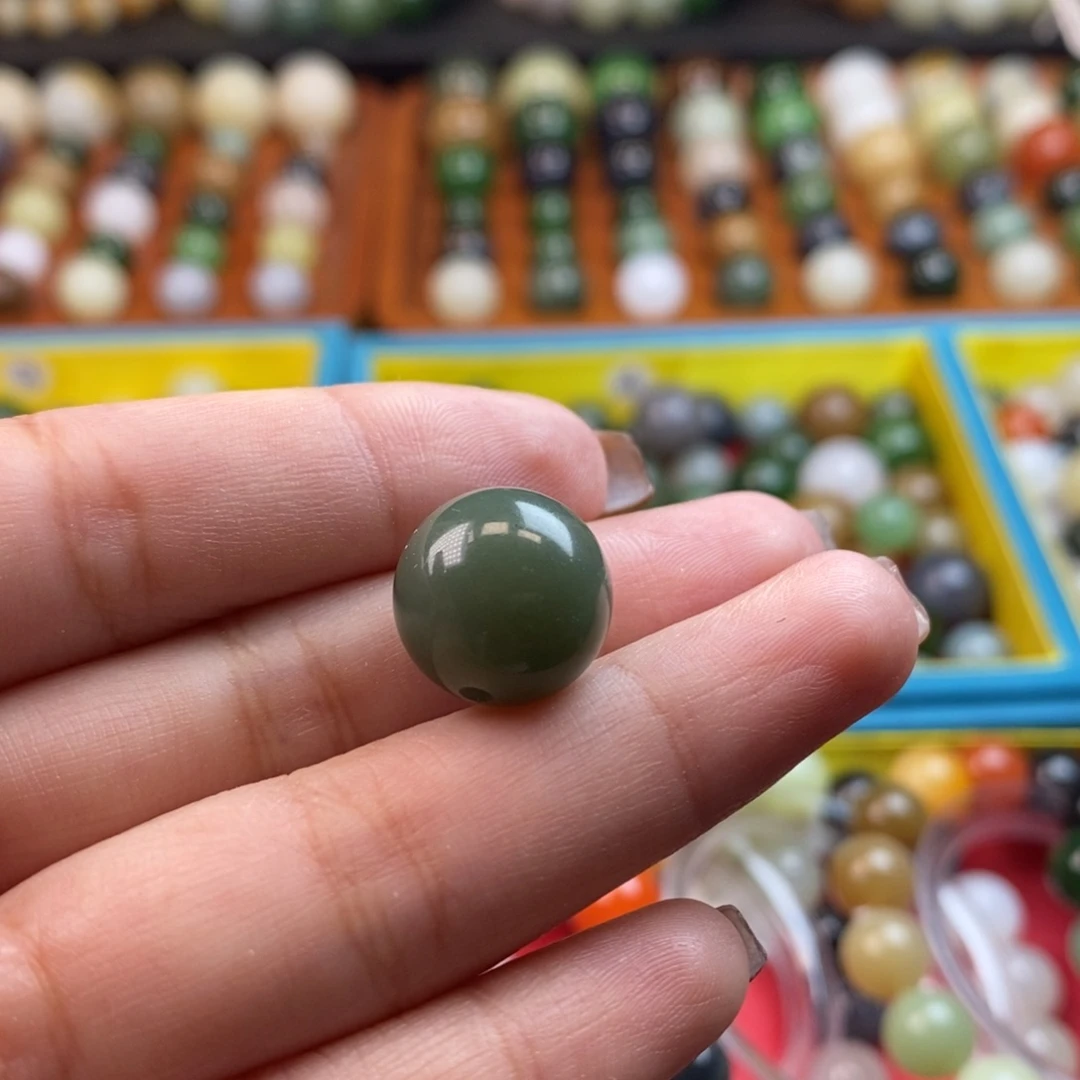 和田玉未镶嵌珠宝奇石福利青玉蓝调单珠z14（有平头