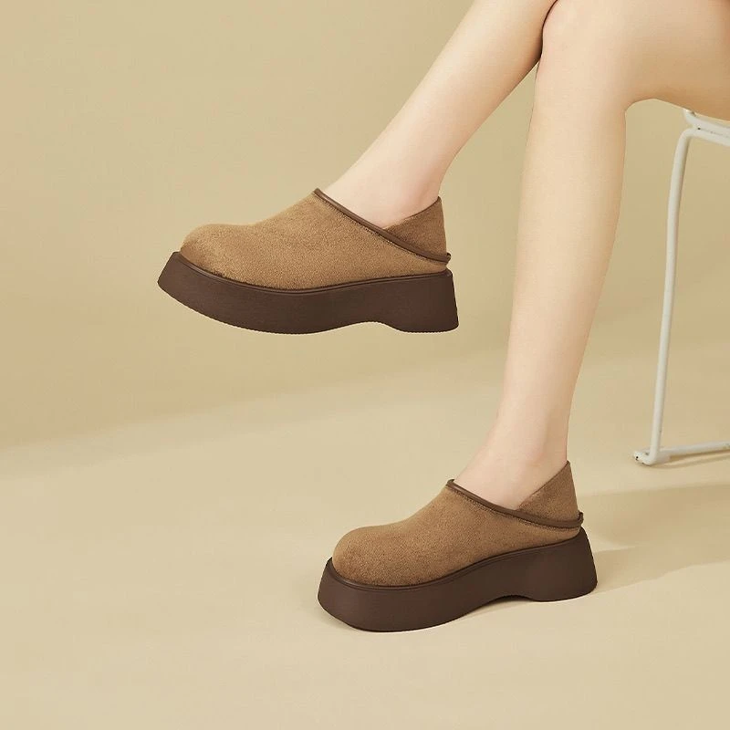 2025春季新款超火全包勃肯鞋女两穿一脚蹬百搭乐福鞋增高厚底单鞋
