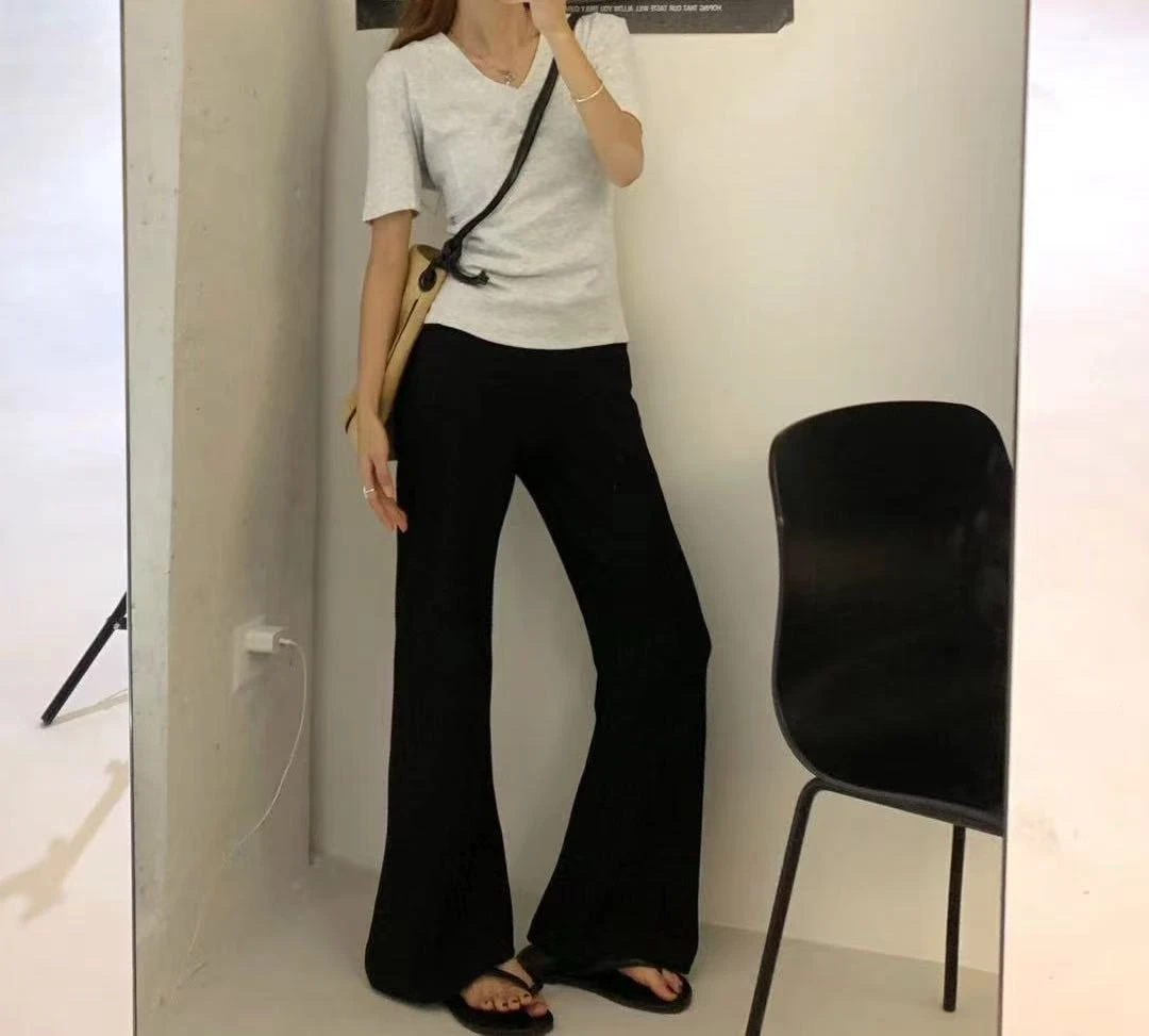 4072号#20986#纯色百搭显瘦气质喇叭裤（无口袋）
