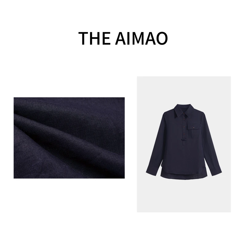 “智性学究感 25年轻盈透气进口100S全苎麻翻领口袋衬衫XYX81689