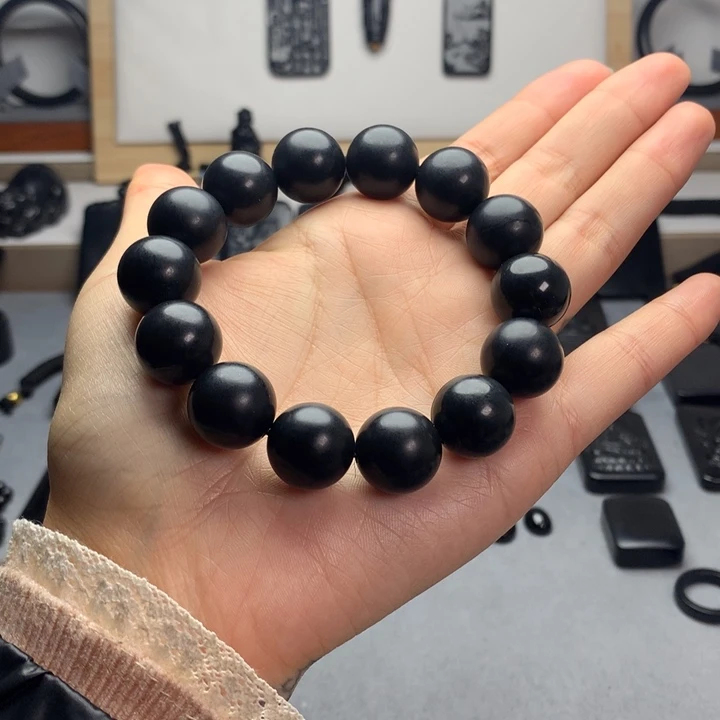 和田玉（墨玉）未镶嵌手串特价16mm