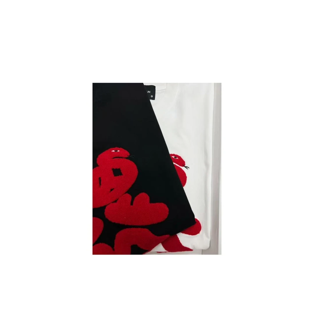 51号链接【發财款】重工刺绣潮牌宽松圆领休闲半袖男女同款126