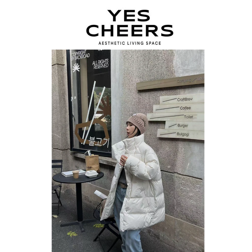 悦是YESCHEERS【雪国暖冬】立领毛毛羽绒服外套 8942