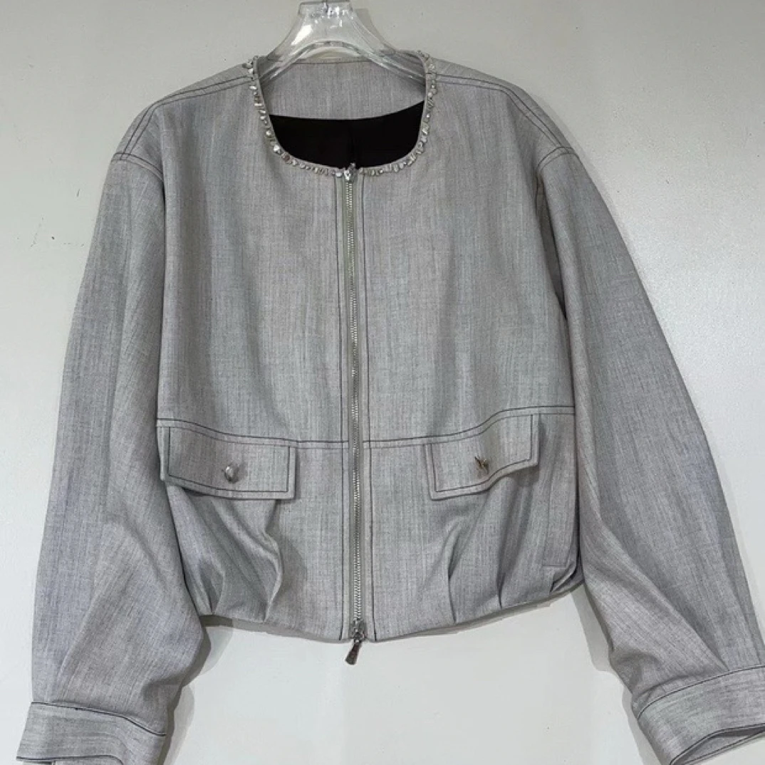 【BAI】极简风圆领拉链休闲薄外套女百搭83518