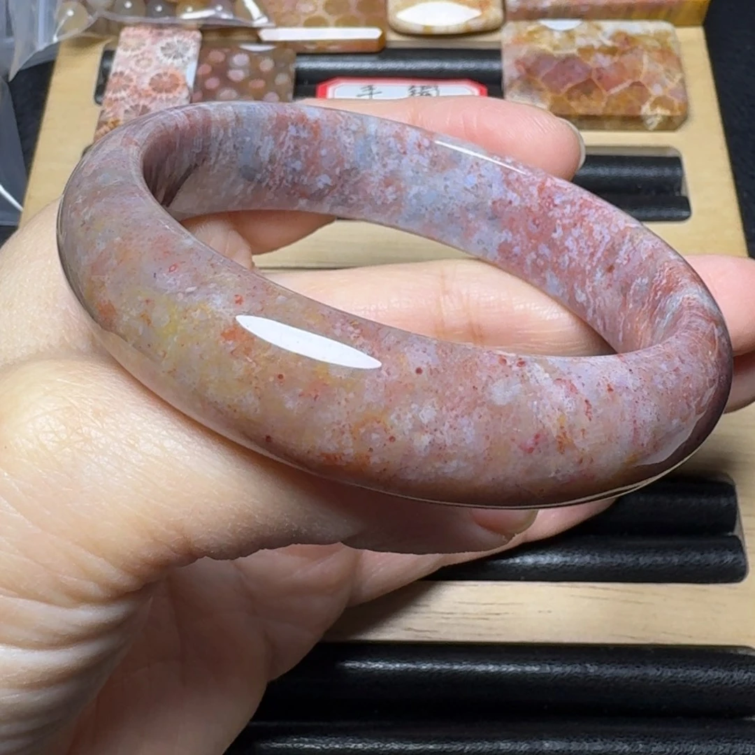 硅化玉60戴久变紫红冰未镶嵌