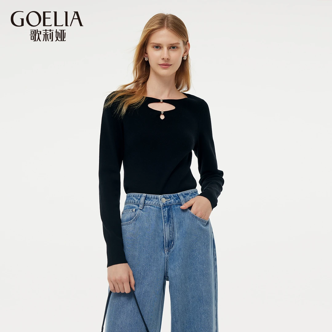 【福利款】歌莉娅天丝镂空针织衫1E1R5J120