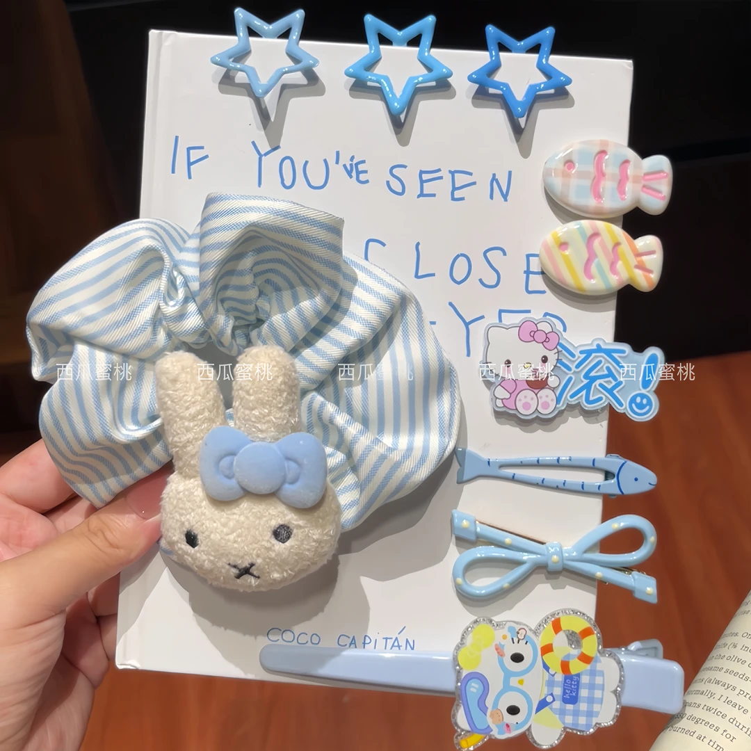 治愈蓝组合小鱼套装发饰头饰少女简约爆款发夹精致甜美梦幻发卡