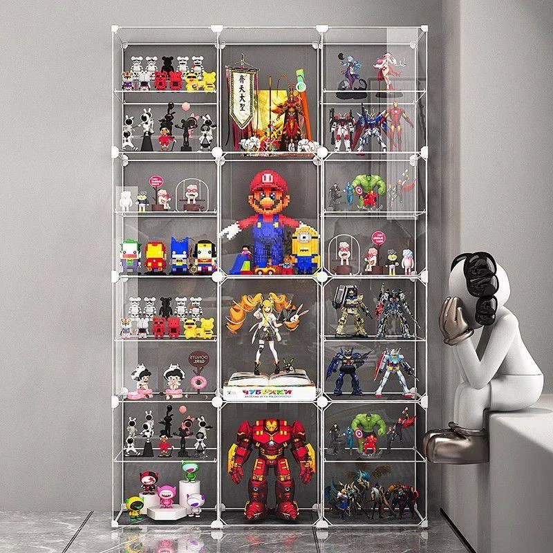 手办展示柜乐高积木透明收纳盒家用仿亚克力玩具防尘模型陈列架子