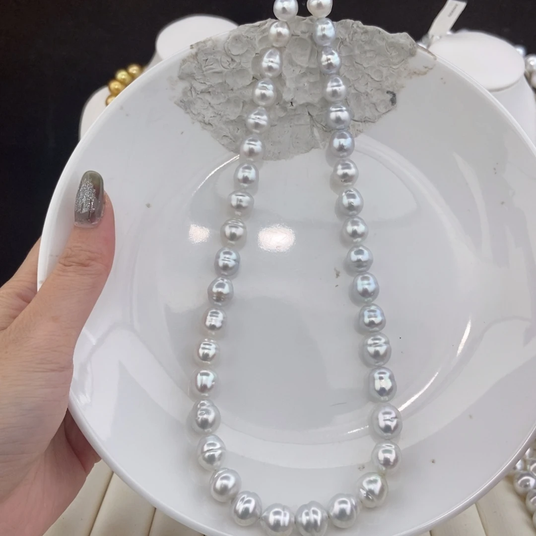 项链银S925镶嵌海水珍珠8-11/39颗