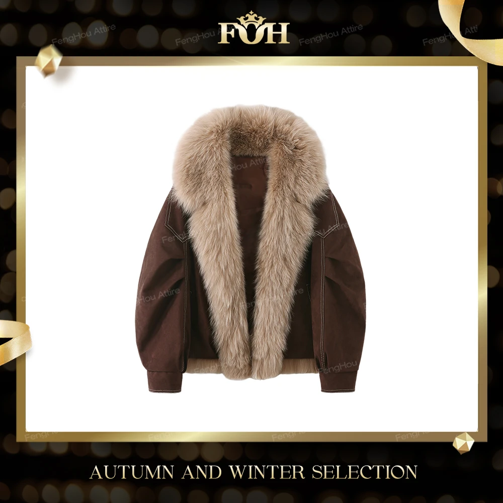 美人访【封后轻奢设计】新款气质狐狸毛鹅绒保暖羽绒服外套12597