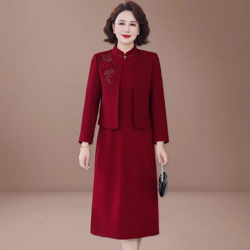 年轻妈妈结婚礼服2025新款十月婚宴装喜婆婆裙子套装两件套高级感