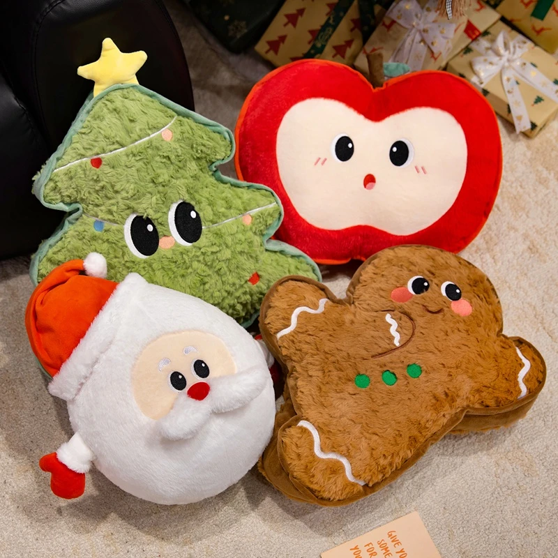 可爱圣诞树姜饼人公仔毛绒玩具玩偶抱枕节日礼物