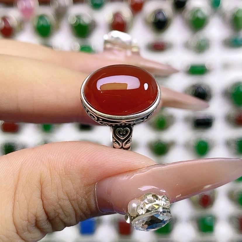 【闪购商品】银S925镶嵌戒指玛瑙/玉髓