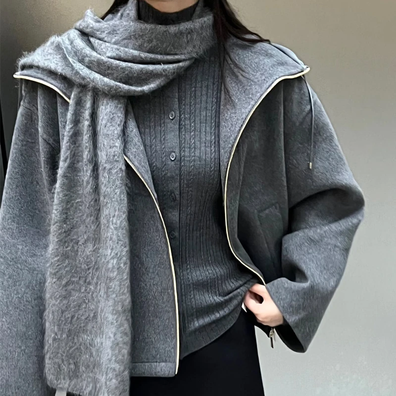 he同源元厂水洗拉绒100%山羊绒围巾！巨保暖！秋冬氛围感